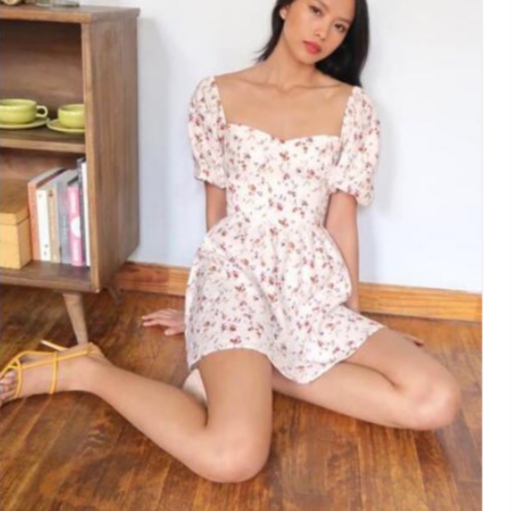 Reformation Linen Dress with Floral Print